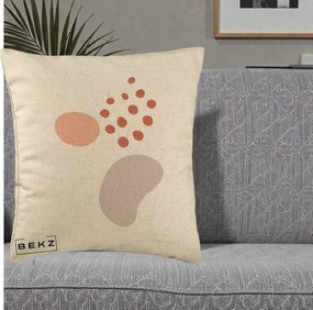 Perna Decorativa Abstract Forme Organice Pastel, 40x40 cm, Bej, Husa Detasabila, Perna Inclusa, BEKZ®