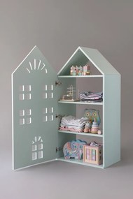 Dulap copii casuta alb/mint/roz