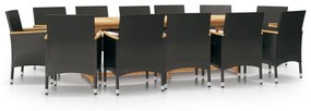Set mobilier de gradina cu perne, negru, 13 piese Negru, 13