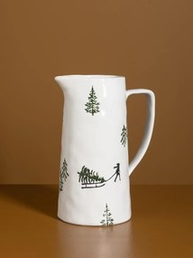 Carafă din ceramică albă cu motive de iarnă pictate manual, 24,5 × 20 × 13 cm, „Slalom"