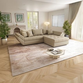 Colțar extensibil dumonde cu ladă de depozitare si sezut confortabil din spuma high-density, Loana Enjoy Camel II 270x185 cm