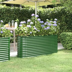 Jardiniera gradina verde 152x40x68 cm otel vopsit electrostatic 1, Verde, 152 x 40 x 68 cm