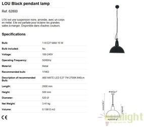 Pendul design Industrial Style 52cm LOU negru 62800