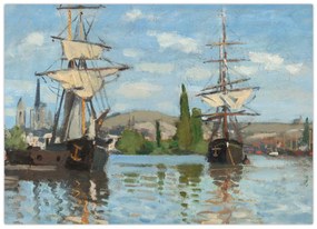 Tablou - Claude Monet, Ships Riding on the Seine at Rouen, reproducere (70x50 cm)