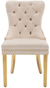 Set de 4 scaune de sufragerie tapițate în catifea, Bej | Aosom Romania