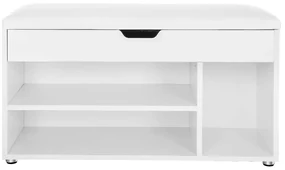 Pantofar alb cu banca PILTON 80x44 cm