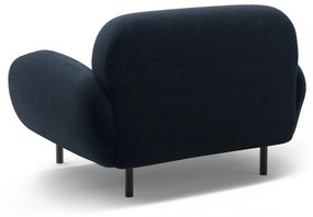 Fotoliu albastru închis cu tapițerie din țesătură bouclé Poppy – Micadoni