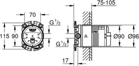Corp incastrat Grohe RainShower universal cu limitator de debit