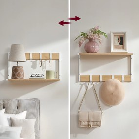 Polita de perete cu carlige VELORY set 2 buc 50x24,2 cm, alb/dub sonoma