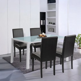 Set de masă Mira 4+1 alb-negru