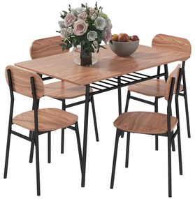 HOMCOM Set de masă cu scaune Masă de sufragerie, Design industrial, 110 cm x 70 cm x 75 cm, Maro | Aosom Romania