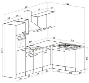 Mobilă de bucătărie Yorki 280 cu corp din stejar sonoma și față antracit satinat