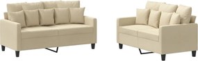 vidaXL Set de canapele cu perne, 2 piese, crem, textil