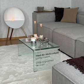 HOMCOM Măsuță din Sticlă Temperată Modernă pentru Living cu Design Monobloc, 80 x 45 x 35 cm, Transparent | Aosom Romania