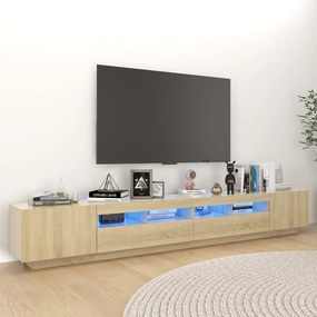 3081918 vidaXL Comodă TV cu lumini LED, stejar Sonoma, 260x35x40 cm