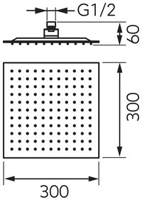 Palarie de dus, Ferro, Slim, 30 x 30 cm, negru mat