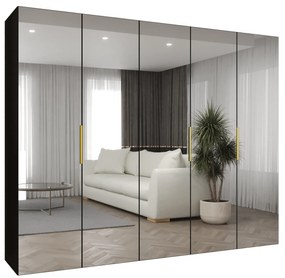 Dulap de haine 250 cm Mirabella 3 (Negru + Auriu). 1126486