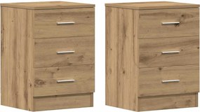 vidaXL Noptiere, 2 buc., stejar artizanal, 38x35x55 cm, lemn prelucrat