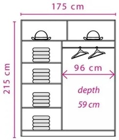 Dressing 2 Usi Glisante, 175X59X215 CM, Alb Antichizat