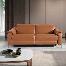 Canapea 3 locuri eleganta, design LUX cu functia relax Cowhide brown leather
