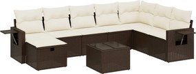 vidaXL Set canapele de grădină cu perne, 9 piese, maro, poliratan