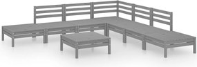 vidaXL Set mobilier de grădină, 8 piese, gri, lemn masiv de pin