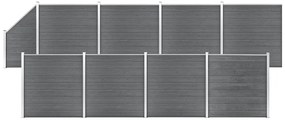 vidaXL Set panouri gard, 2 pătrate + 1 oblic, gri, 1484 x 186 cm, WPC