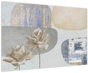Tablou - Pictură flori și texturi (90x60 cm)