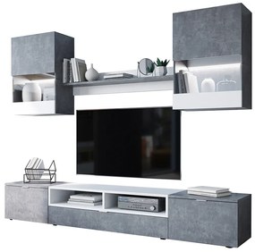MEBLINE Set mobilă ALANI XL Concreto / Alb