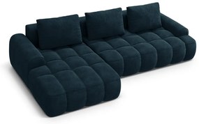 Colțar petrol extensibil/cu spațiu de depozitare cu tapițerie din catifea (cu colț pe partea stângă/cu șezlong) Linz – Cosmopolitan Design