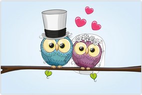 Tablou - Bufnițe îndrăgostite (90x60 cm)