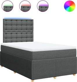 vidaXL Pat box spring cu saltea, gri închis, 120x200 cm, textil