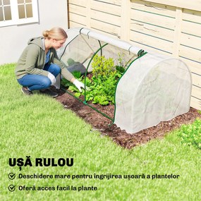 Outsunny Seră de Grădină cu Ferestre Rulabile, Husă Plastic Anti-UV, 200 x 100 x 80 cm, Alb | Aosom Romania