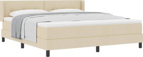 vidaXL Pat cu arcuri cu saltea cu headboard Crem 200 x 180 cm țesătură