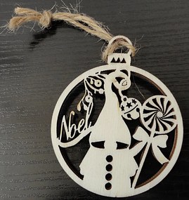 SENTOP | Ornament de Crăciun din lemn, dimensiune: 8,6cm x 7cm CAROLINA