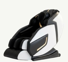 Fotoliu de masaj cu capete de jad, Zero Gravity, incalzire si Bluetooth, Bej/Negru