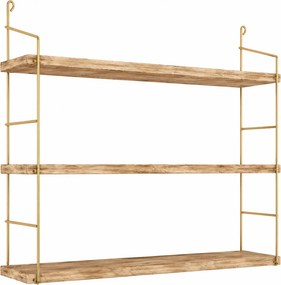 Raft bucatarie 498HFT1104, auriu/stejar, lemn/metal, 60x16x62 cm