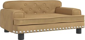 vidaXL Pat de câini, maro, 70x45x30 cm, catifea