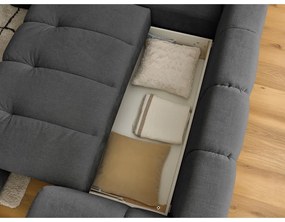 Colțar gri închis extensibil/cu spațiu de depozitare (cu colț pe partea stângă/în formă de ”L”) Fuji – Bobochic Paris