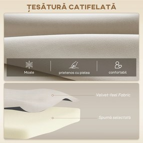 HOMCOM Canapea Pat de 2 Locuri cu Spătar Reglabil pe 5 Nivele și 2 Perne din Material Capitonat, 102x73x81 cm, Negru | Aosom Romania