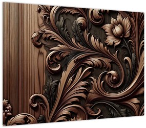 Tablou pe sticlă - Model din lemn (70x50 cm)