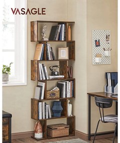 Vasagle Raft/etajeră pentru cărți PRESTON, 70x24x190,5cm, maro