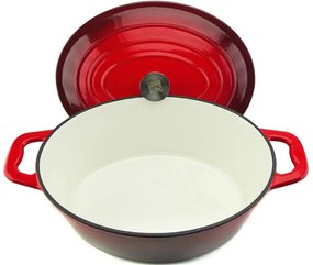 Oala fonta emailata cu capac, tip roaster Xanten Carl Schmidt Sohn rosie 7.7 L 36x27.8 cm 075248, inductie, cuptor