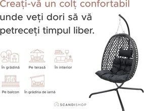 Scaun suspendat MOLINE cu suport negru, bej