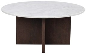 Măsuță de cafea albă/maro rotundă din marmură 90x90 cm Brooksville - Rowico