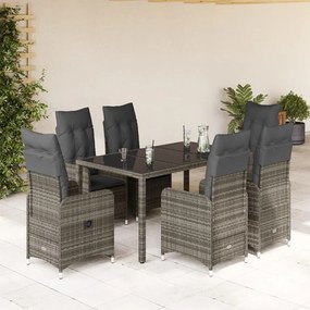 3277036 vidaXL Set bistro de grădină cu perne, 5 piese, gri, poliratan