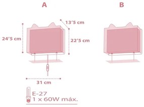 Dalber 64588 - Aplică perete copii LITTLE FOX 1xE27/60W/230V