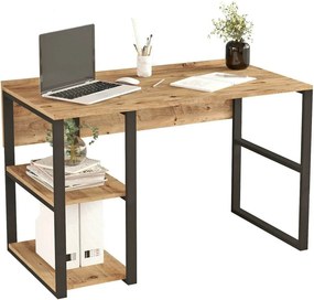 Birou ML8-A, stejar/negru, PAL melaminat/metal, 120x60x75 cm
