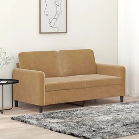 vidaXL Canapea cu 2 locuri, maro, 140 cm, catifea