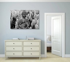Tablou yin și yang Budha în design alb-negru